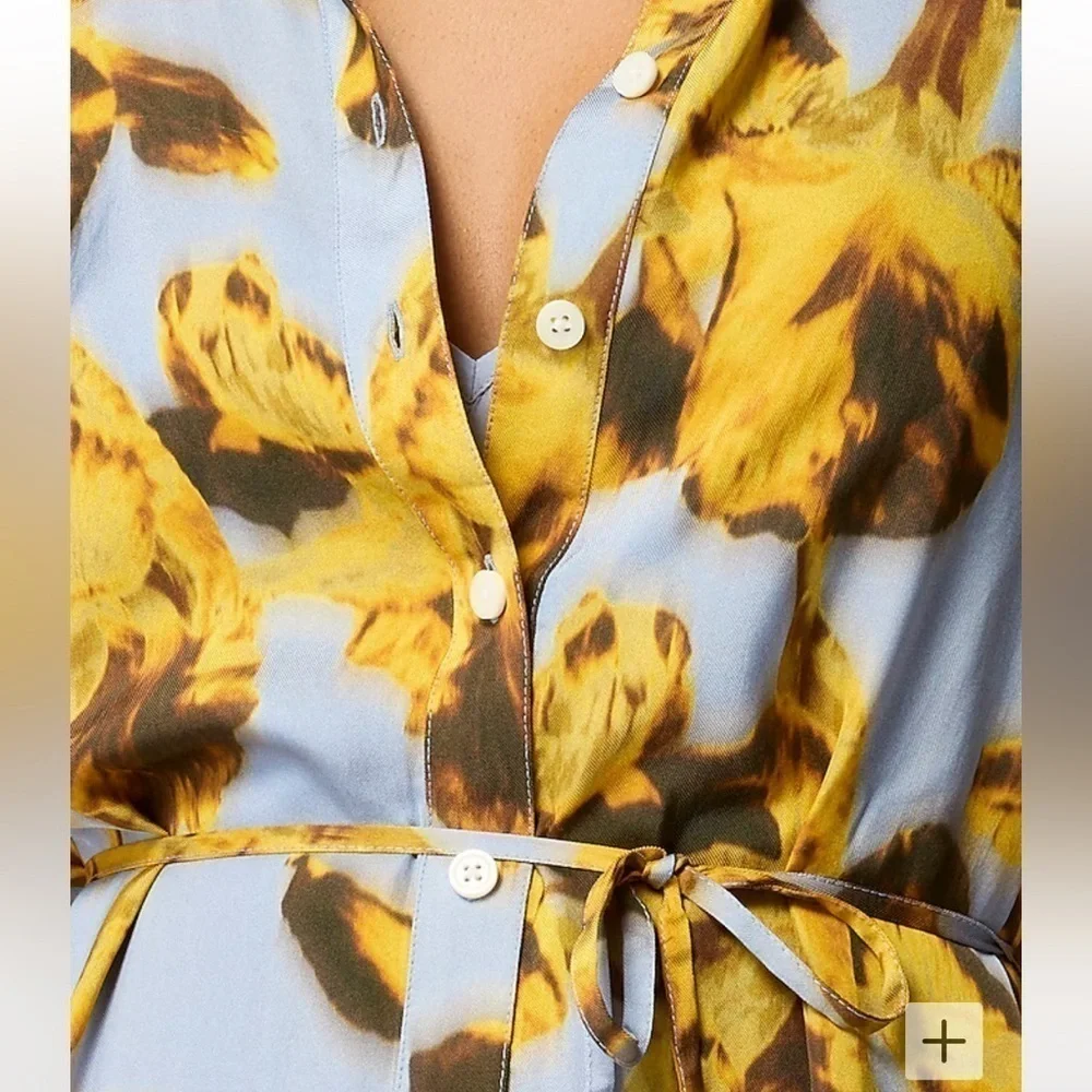 J crew Long Amelia shirtdress in floral drapey viscose twill